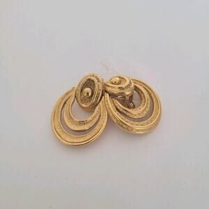 Vintage Monet Earrings Gold Tone Clip on Statement Large